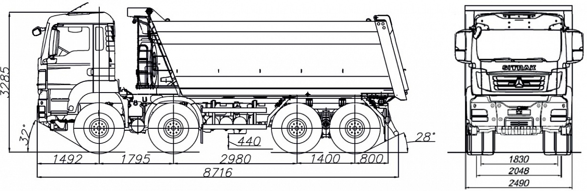 Фотография Самосвал 455616-0000010 на шасси SITRAK С7Н 8х8 ZZ3486V307ME